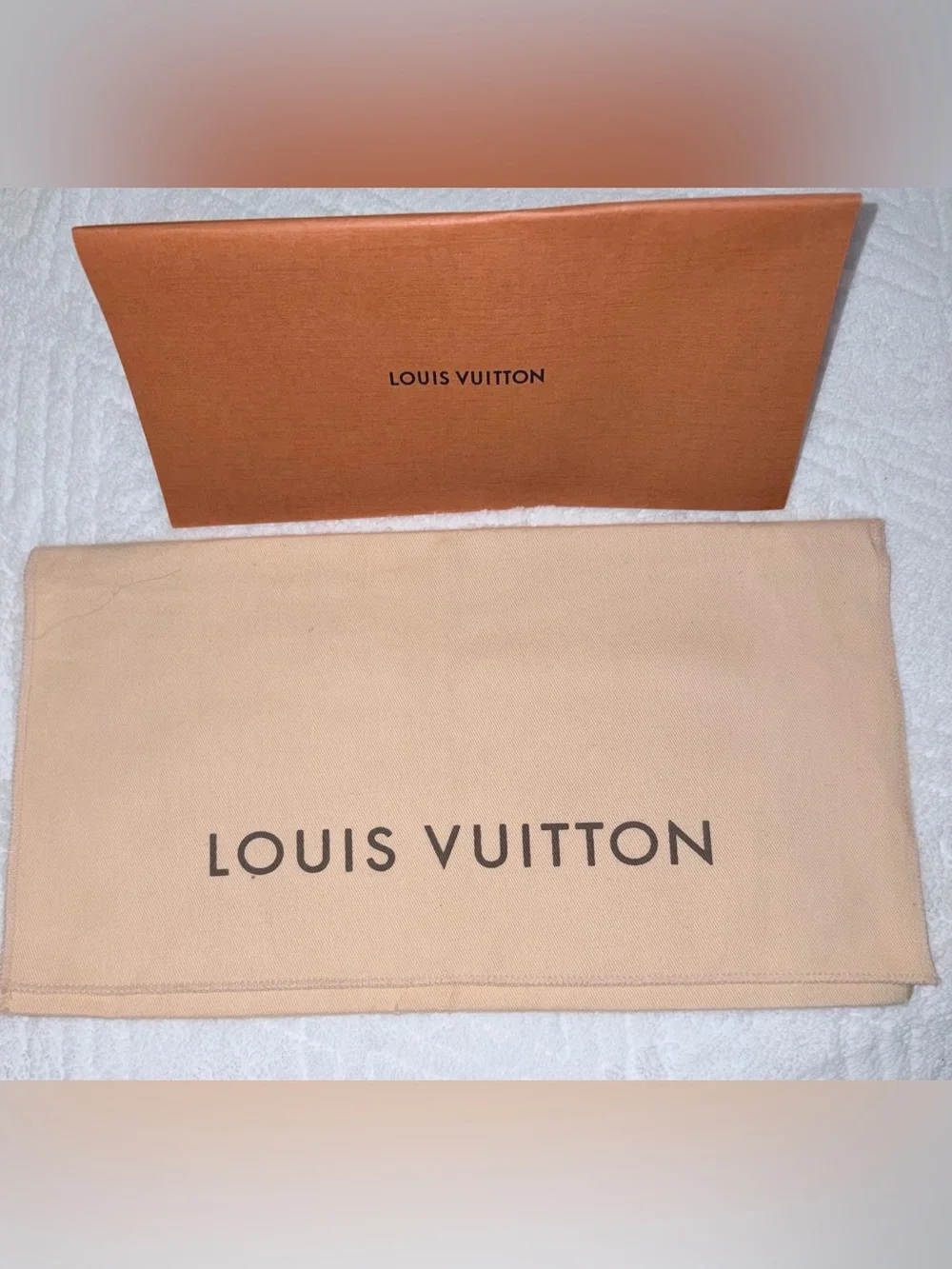 Louis Vuitton beige and tan dust bag and box set